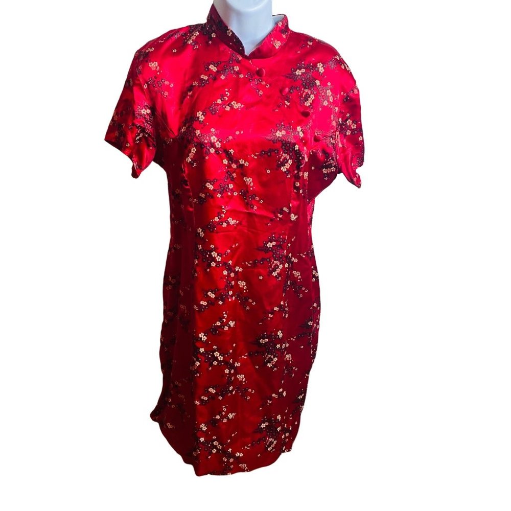 Styleworks red black gold floral dress size 12